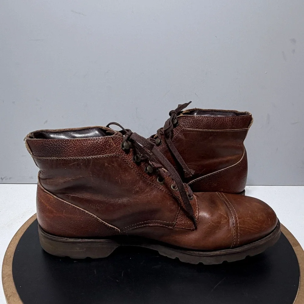 Allen Edmonds Cascade Boots Men 11 D Cap Toe Pebbled Leather Brown Workwear 7083